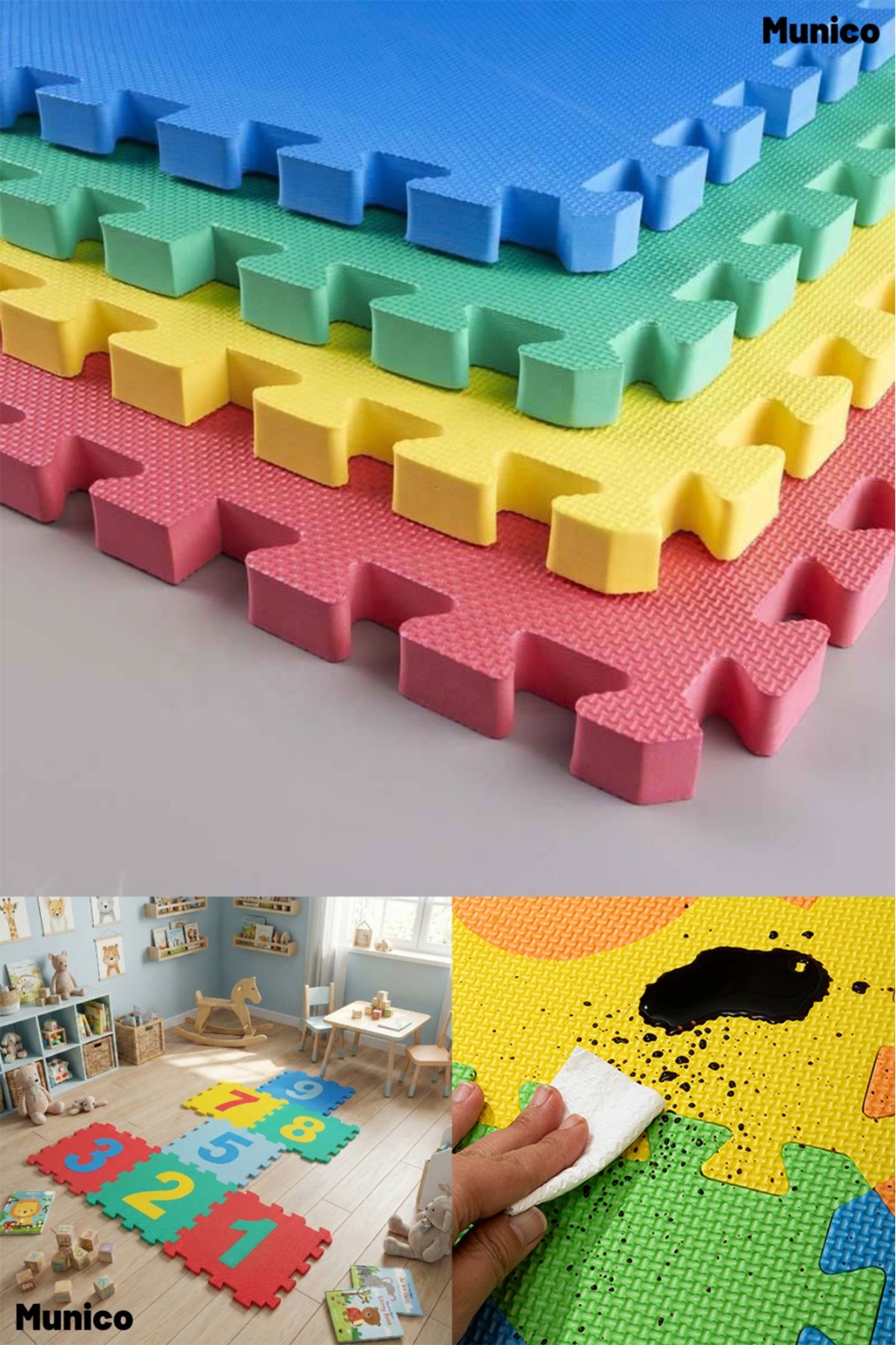 Munico Canlı Renkli 9 Parça Sayılar Puzzle Yer Matı Darbe Emici EVA Oyun Halısı fotoğrafı 4 (önizleme)