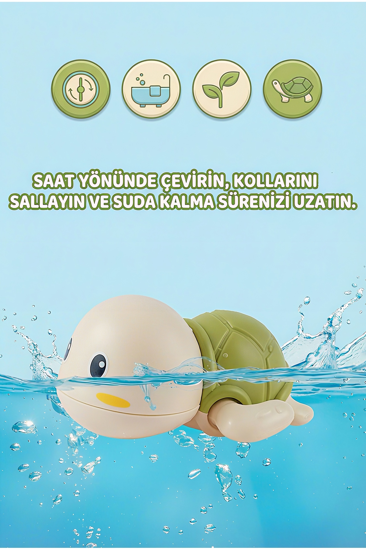 Circle Toys Kurmalı Kaplumbağa Bebek Banyo Oyuncağı – Suda Yüzen, Su Oyuncağı - Yeşil Kaplumbağa fotoğrafı 2 (önizleme)