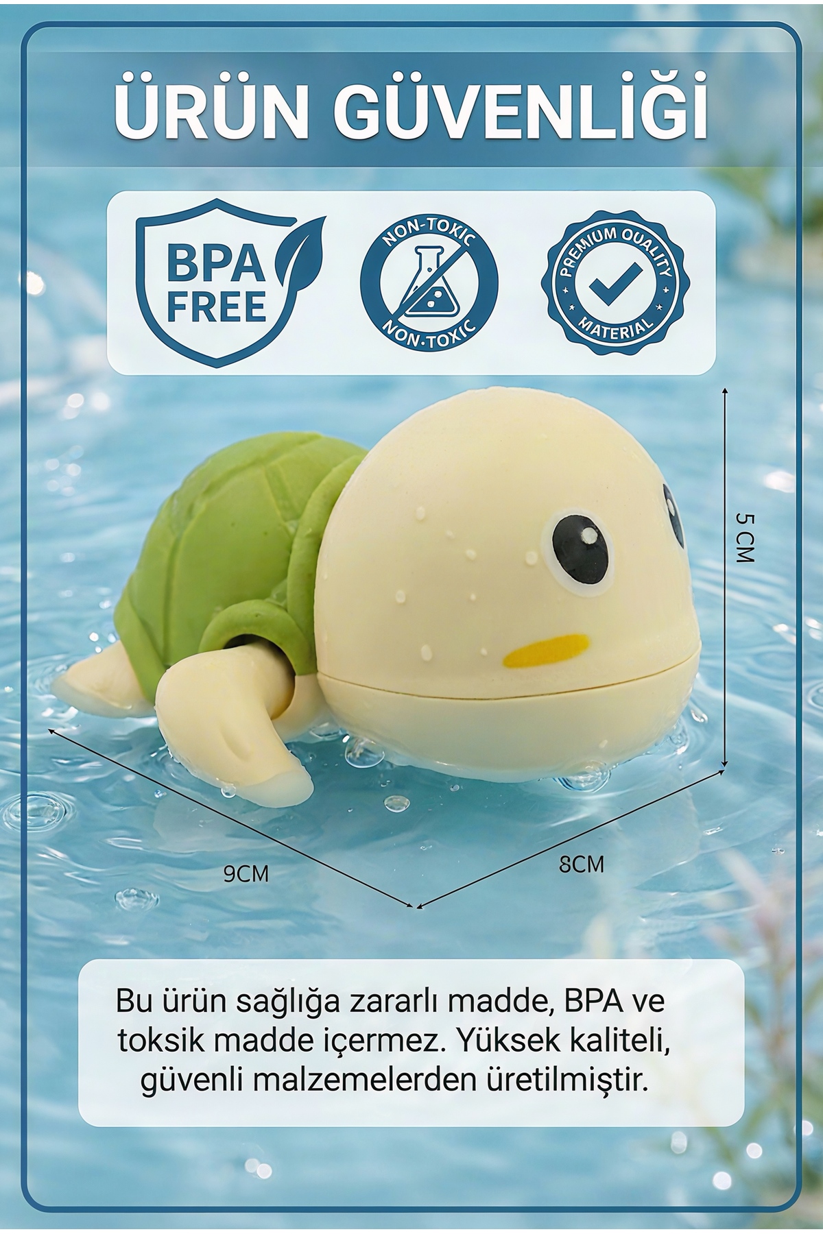 Circle Toys Kurmalı Kaplumbağa Bebek Banyo Oyuncağı – Suda Yüzen, Su Oyuncağı - Yeşil Kaplumbağa fotoğrafı 6 (önizleme)