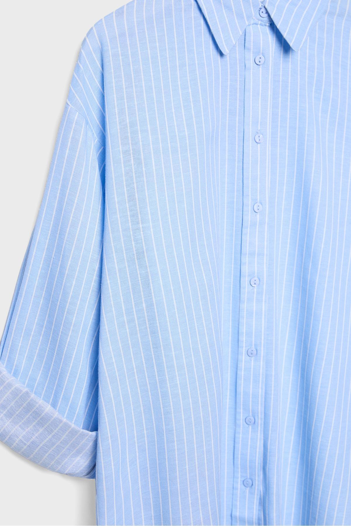 Stradivarius  Keten görünümlü gömlek - Görsel 8