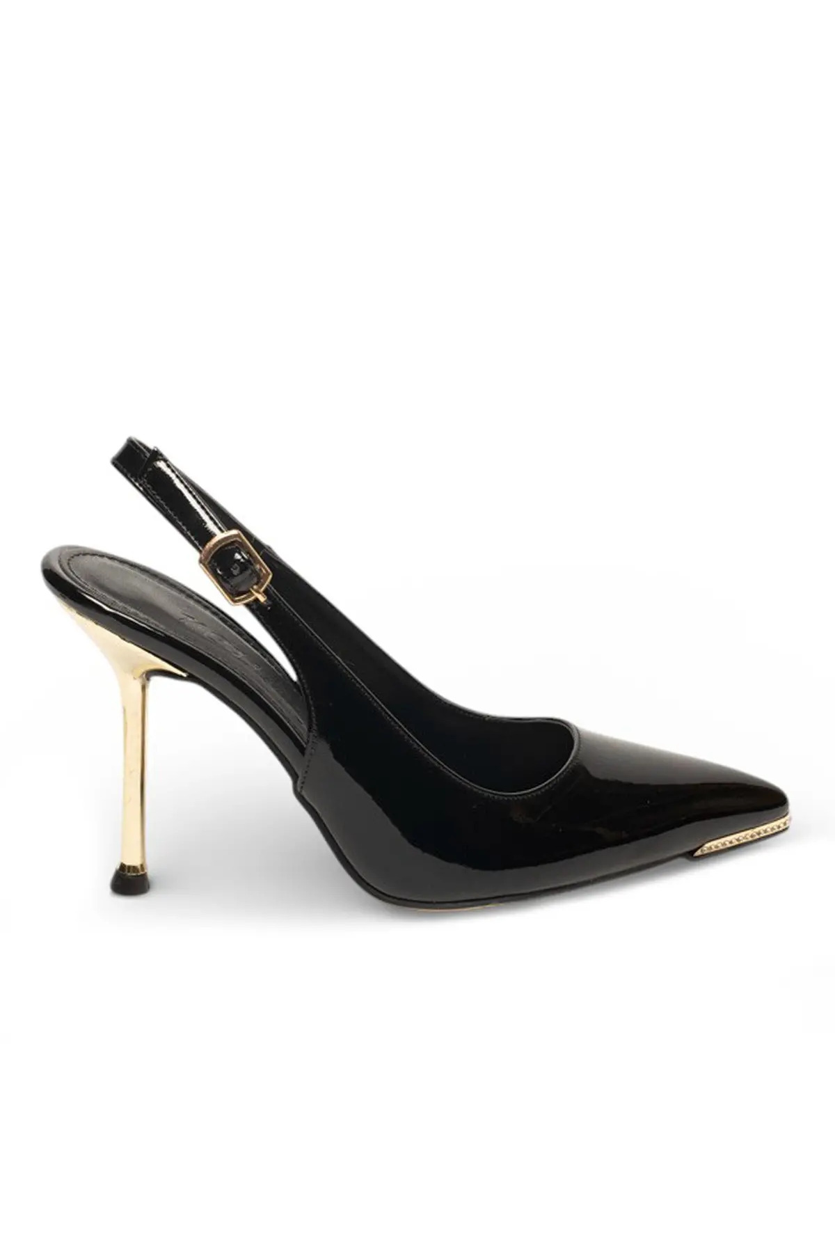 Rugan Stiletto Comfortable Rugan Vegan Leather with Heel and Stone Design for Daily and Special Days
