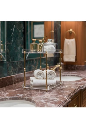 i love home glass Yoğun Pirinç 2 Katlı Organizer