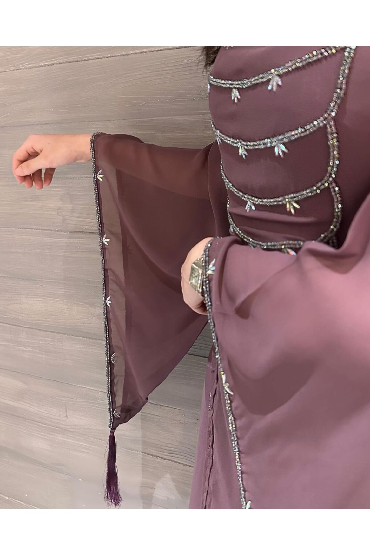 فستان موف تطريز يدوي