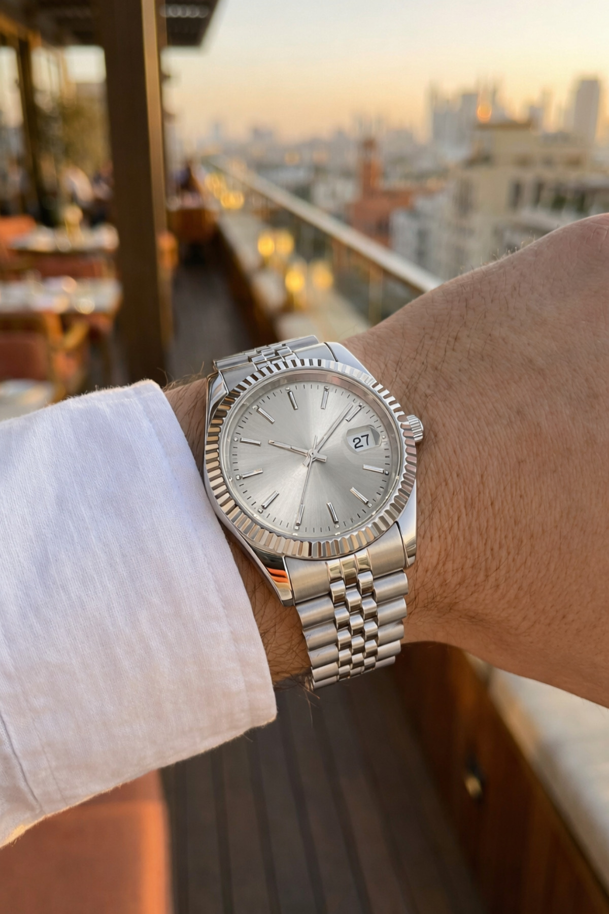 LONES TIME  Erkek Metal Kol Saati Takvimli Şık Tasarım Özel Kutusunda