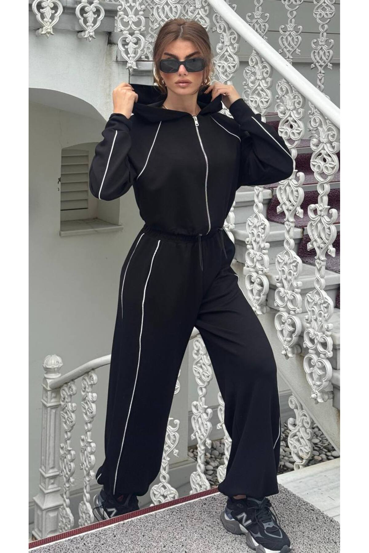 DAME Жіночий комплект спортивного одягу з еластичним поясом, застібкою-блиска...