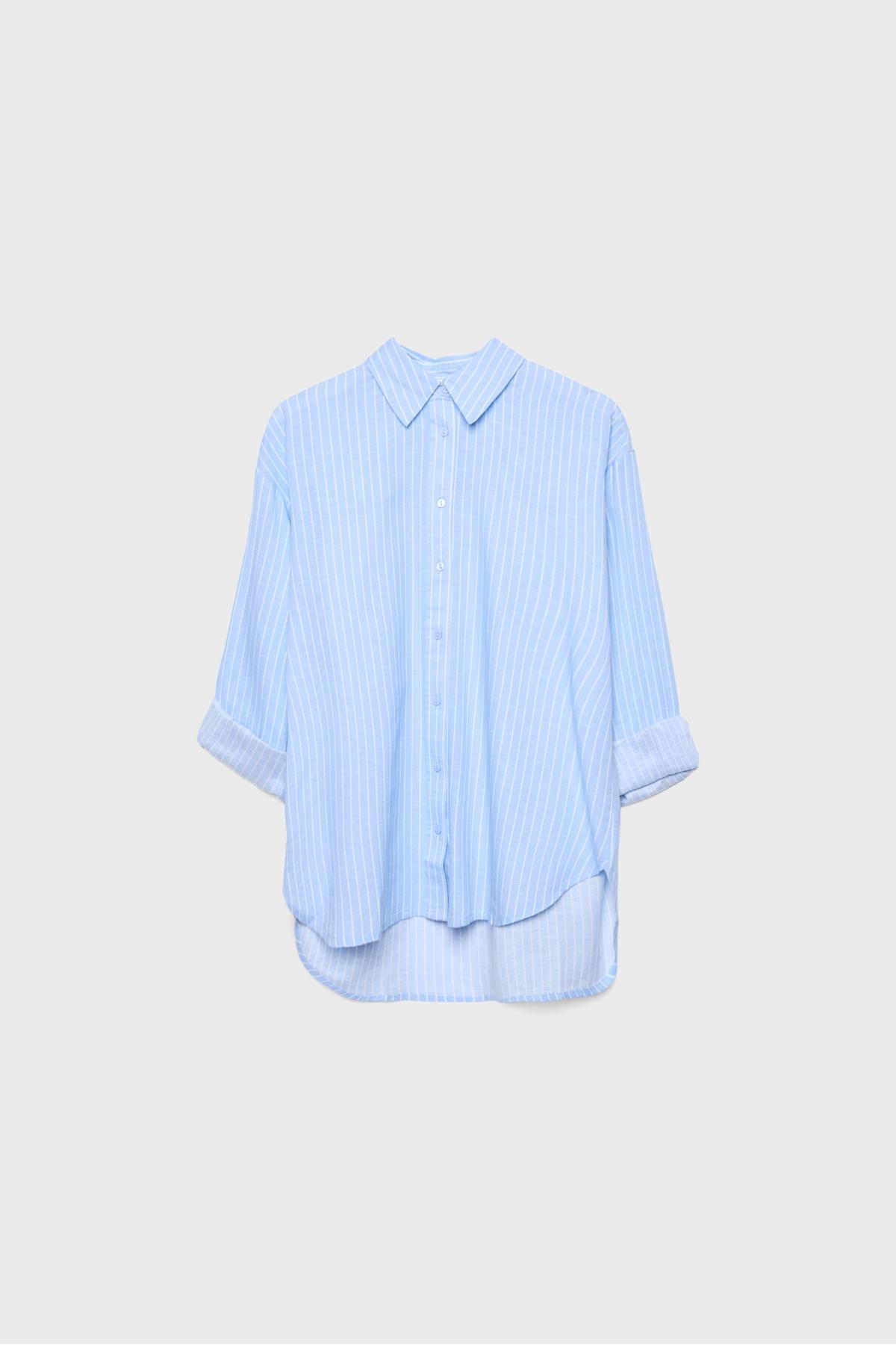 Stradivarius  Keten görünümlü gömlek - Görsel 6