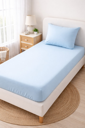 Madame Home Tek Kişilik BEBE MAVİ Ranforce Lastikli Çarşaf Takımı köşe derinl...