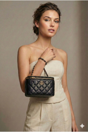 Derinbags Premium Seri - Kapitone Nakışlı Siyah El ve Omuz Çantası