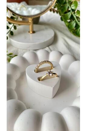 XP XUPİNG VIP 14K Çiftli Tamtur Detaylı Tektaş Yüzük