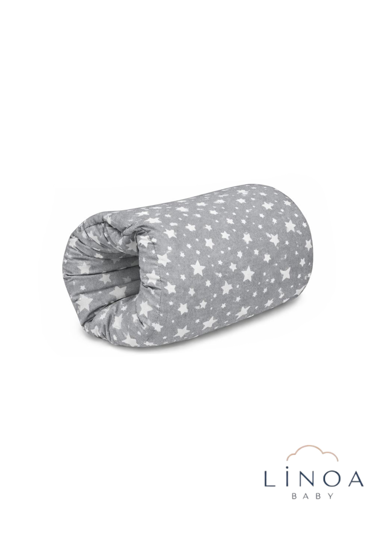 LinoaBaby Pratik Emzirme Destek Kolluğu Yastık %100 Organik Pamuklu Gri Yıldızlar fotoğrafı 2 (önizleme)