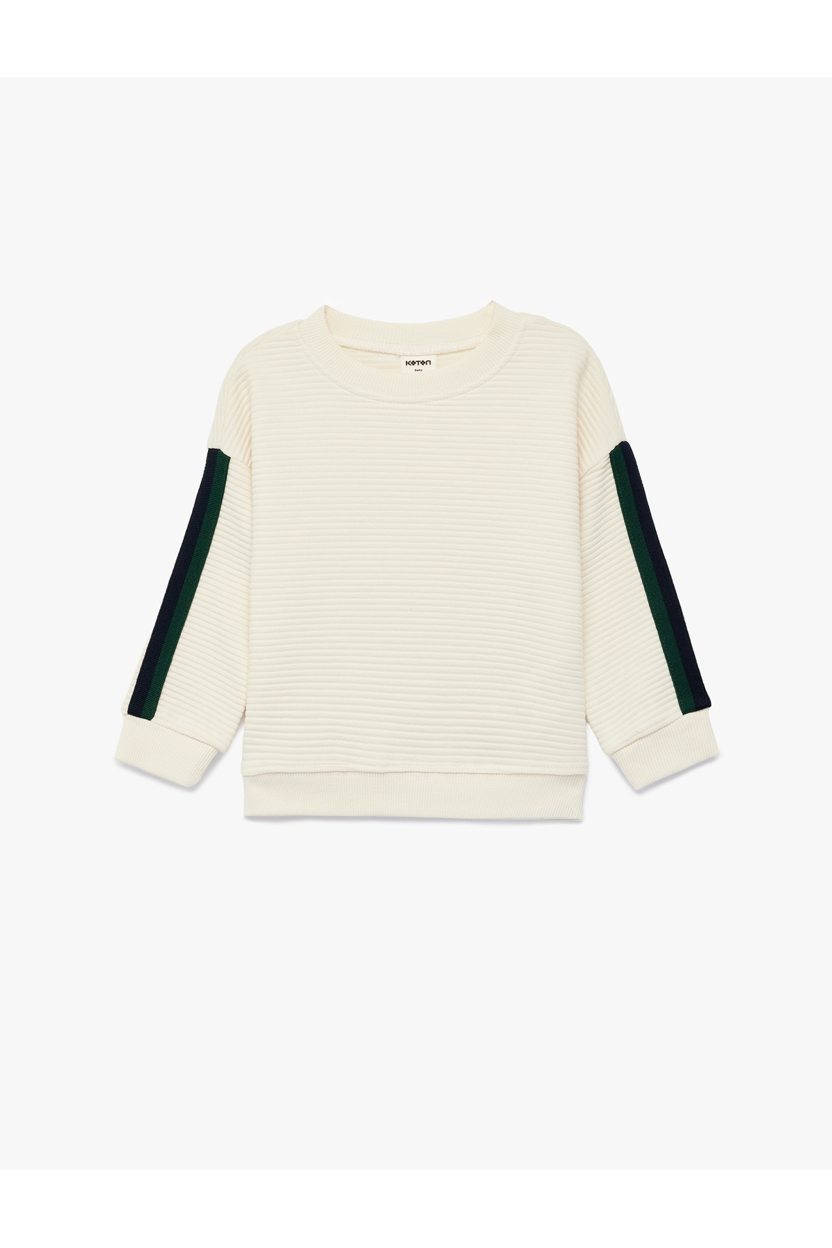 Koton Pamuklu Oversize Ekru Erkek Bebek Sweatshirt 6SMB10096TK fotoğrafı 5 (önizleme)