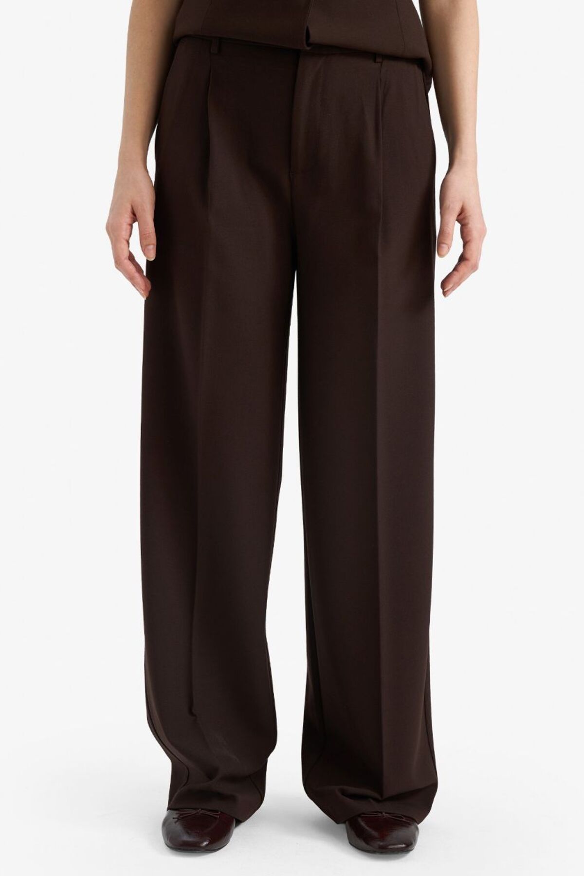 DeFacto Straıght Fit Fermuarlı Cepli Yüksek Bel Standart Boy Klasik Pantolon E7238AX26SP görsel 3