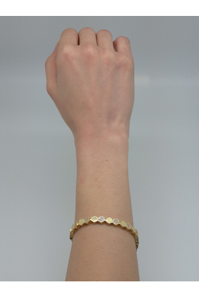 Shine Çelik Takı&Aksesuar Taşlı Bal Peteği Desenli Çelik Bileklik