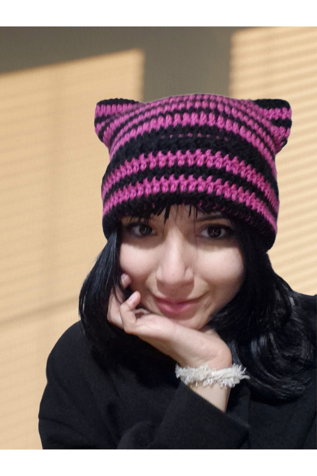 nazegram Örgü Kedi Kulaklı Bere