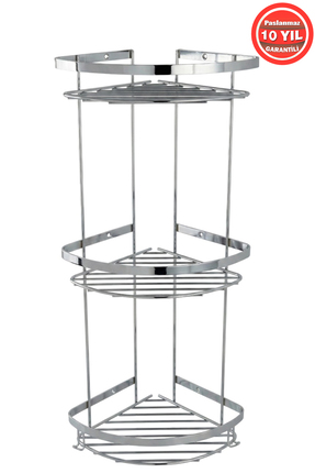 BanyomHome Clk Paslanmaz Çelik SUS304 Kalite Zerrin 3'Lü Şampuanlık Banyo Rafı