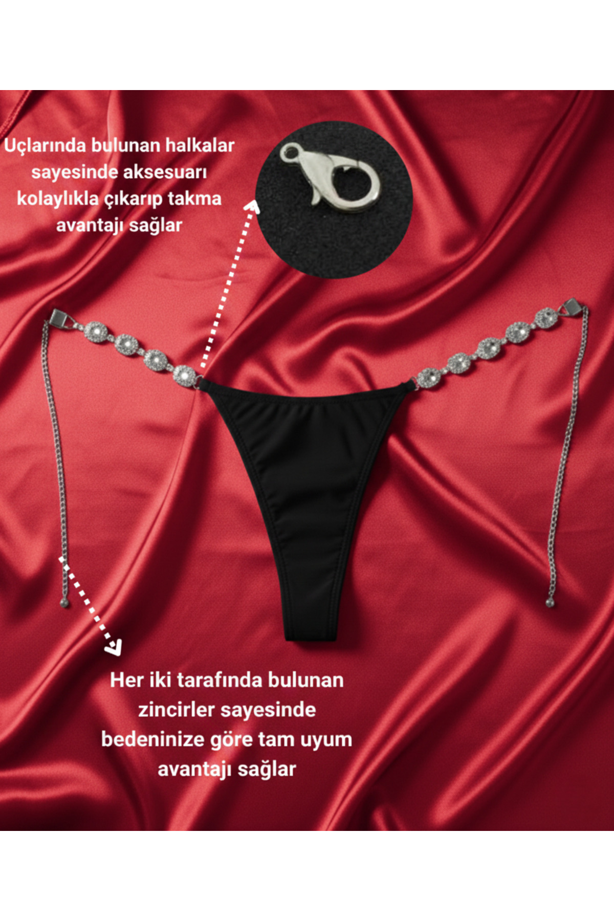 Beli Ayarlanabilir Aksesuarlı Brazilian Model String Tanga, Aksesuarlı Külot
