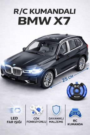 YILDIRIM OYUNCAK Şarjlı R/C Kumandalı BMW X7 25 Cm Oyuncak Araba LED Farlı Ço...