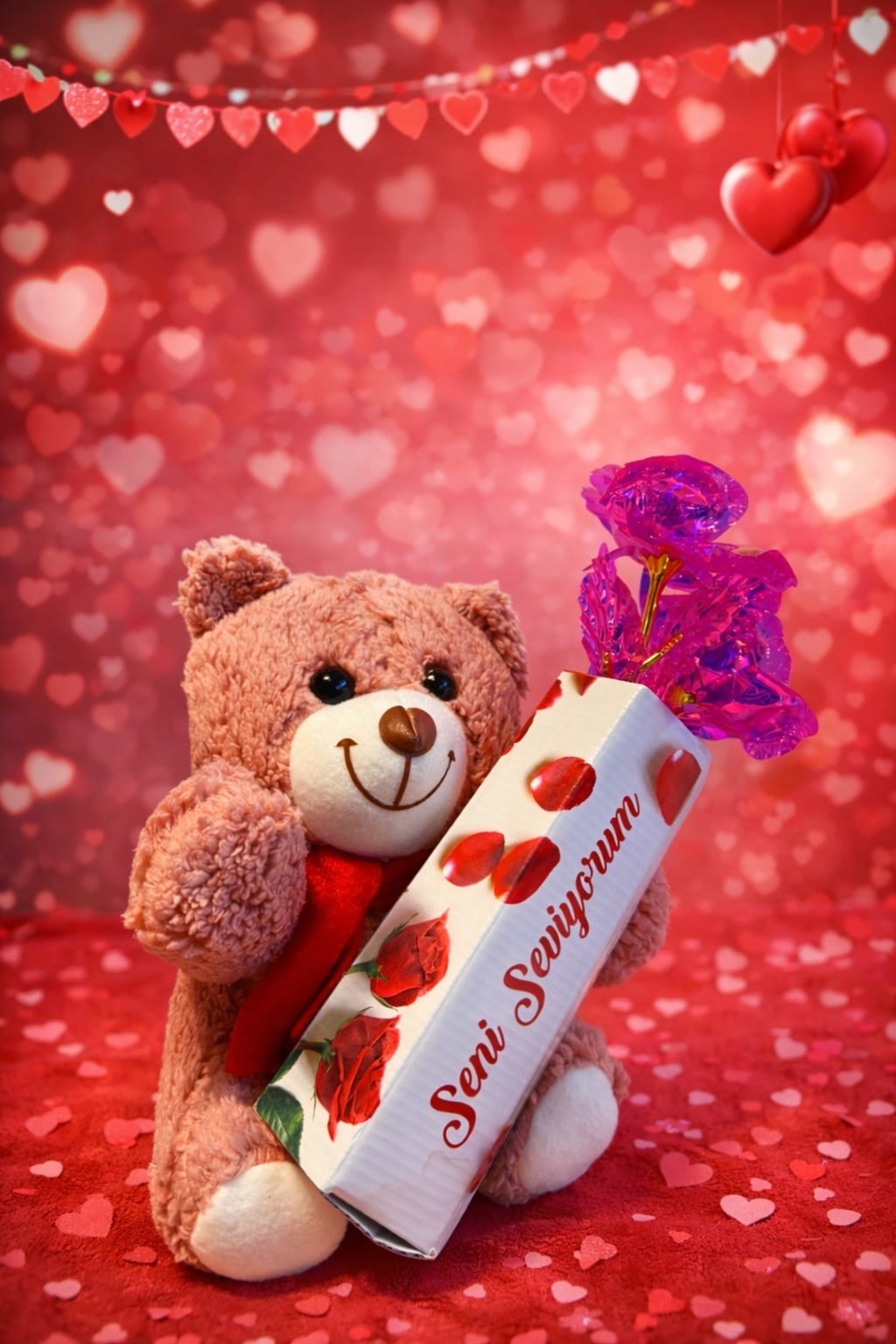 ADA HOME COLLECTION SHOP KADINLAR GÜNÜ DOĞUM GÜNÜ ANNELER GÜNÜ VE SEVGİLİ İÇİN KENDİ ÇANTASINDA AYICIKLI ÇİÇEK fotoğrafı 3 (önizleme)