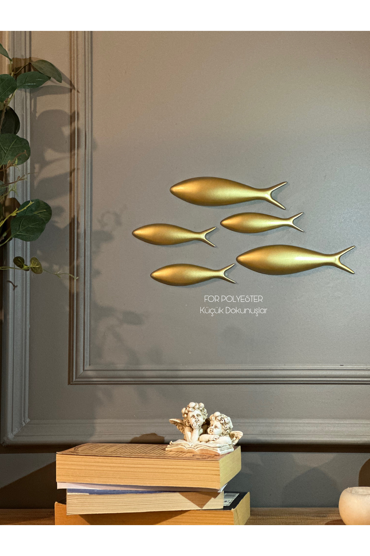 5-Piece Set Fish Wall Accessory Gold Trinket/Wall Combination/Home-Office Decoration
