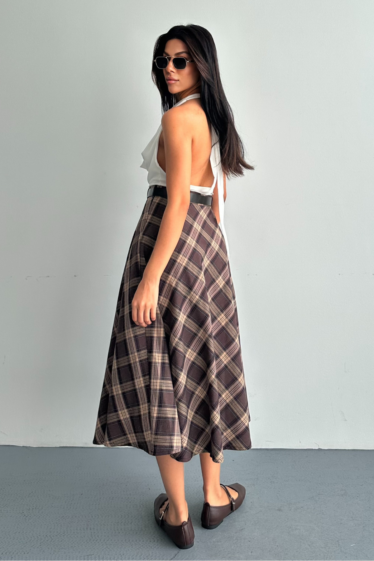 macharel jeans  A-Form Yeni Sezon Kemerli Etek - Görsel 7