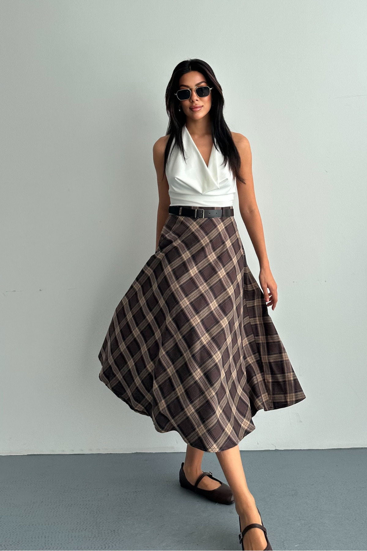 macharel jeans  A-Form Yeni Sezon Kemerli Etek - Görsel 6