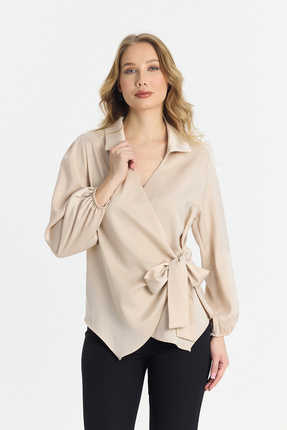 CEEMODA Yandan Bağlamalı kruvaze saten Bluz Gömlek