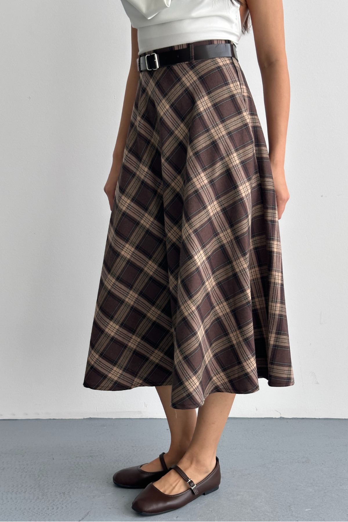 macharel jeans  A-Form Yeni Sezon Kemerli Etek - Görsel 9