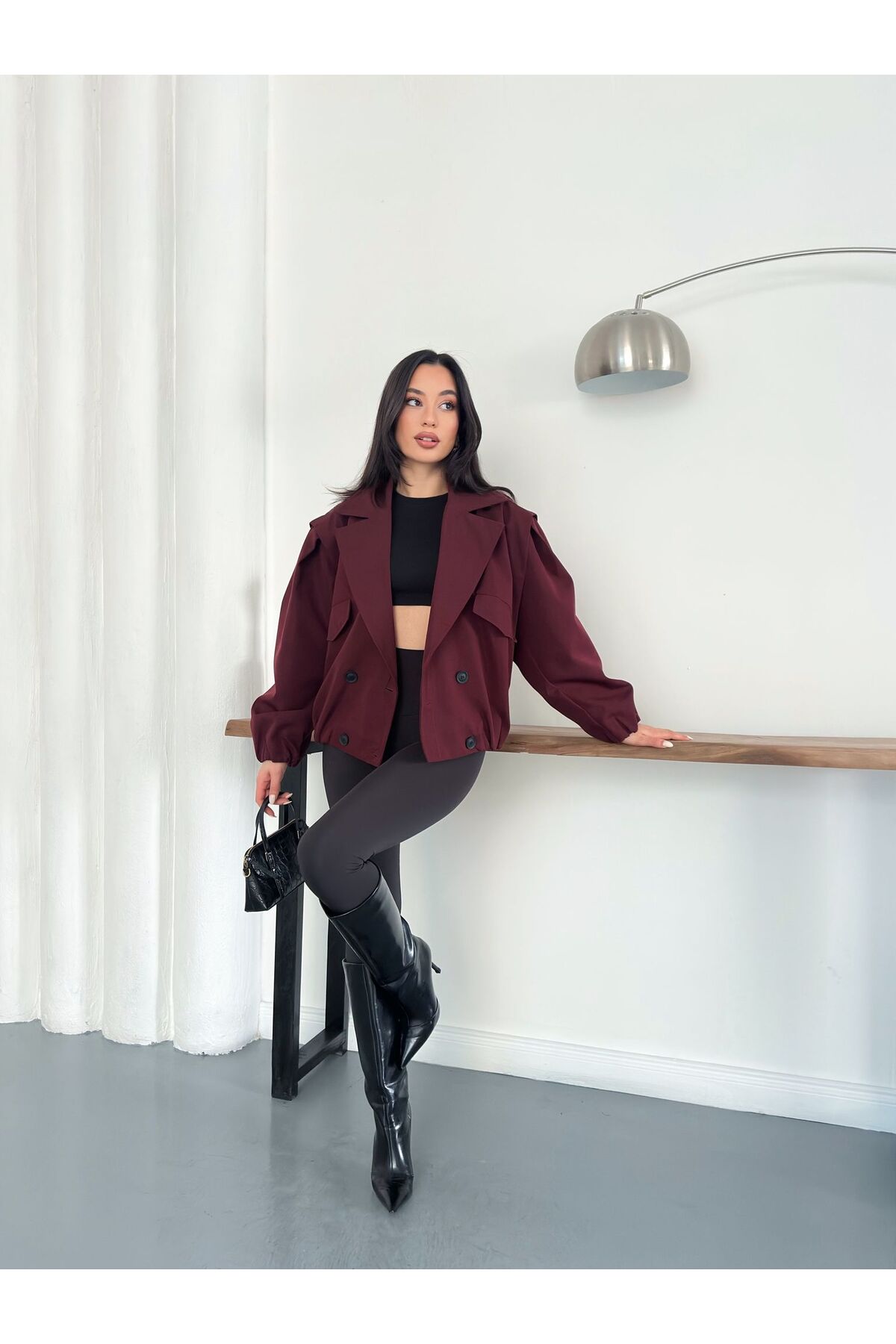 Ekim Store  Pelerinli Bomber Trenç Ceket - Görsel 7