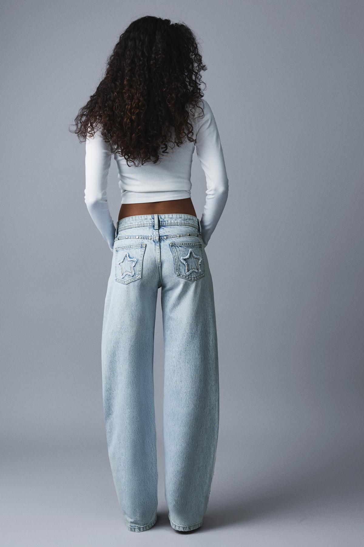 ★bbb★ Bershka Yıldız zımbalı düşük bel baggy fit jean - Fiyatı, Yorumları
