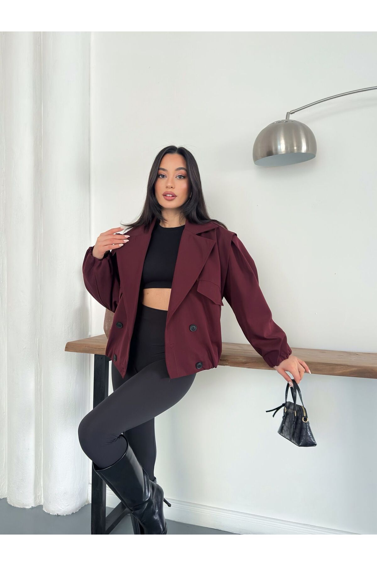 Ekim Store  Pelerinli Bomber Trenç Ceket - Görsel 5