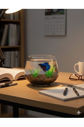 Heryerden Lüks Akvaryum Fanus Özel Kesim Kalın Cam Fanus Vazo Beta Balığı İçi...