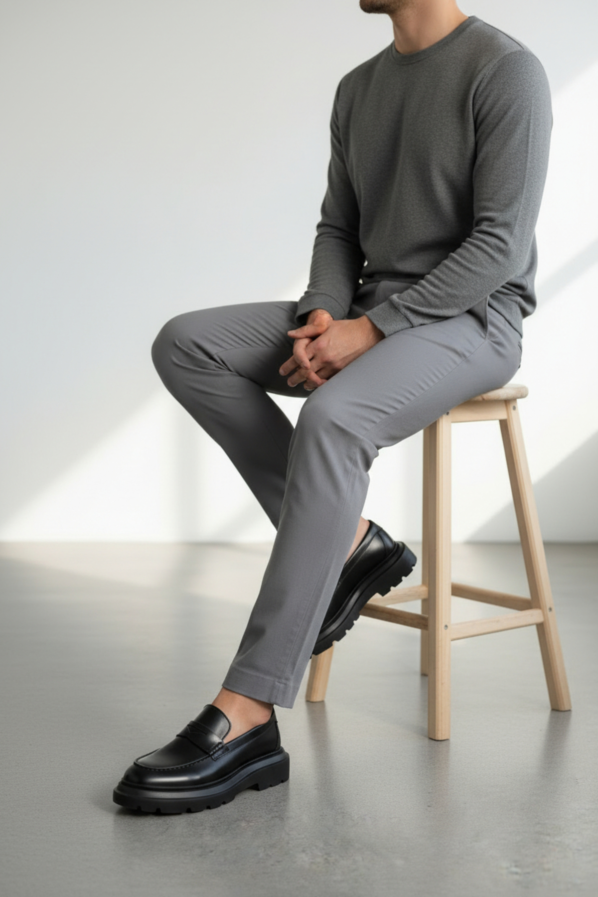 Pierre Cardin Erkek Siyah Kalın Taban Rahat Casual Deri Ayakkabı görsel 7