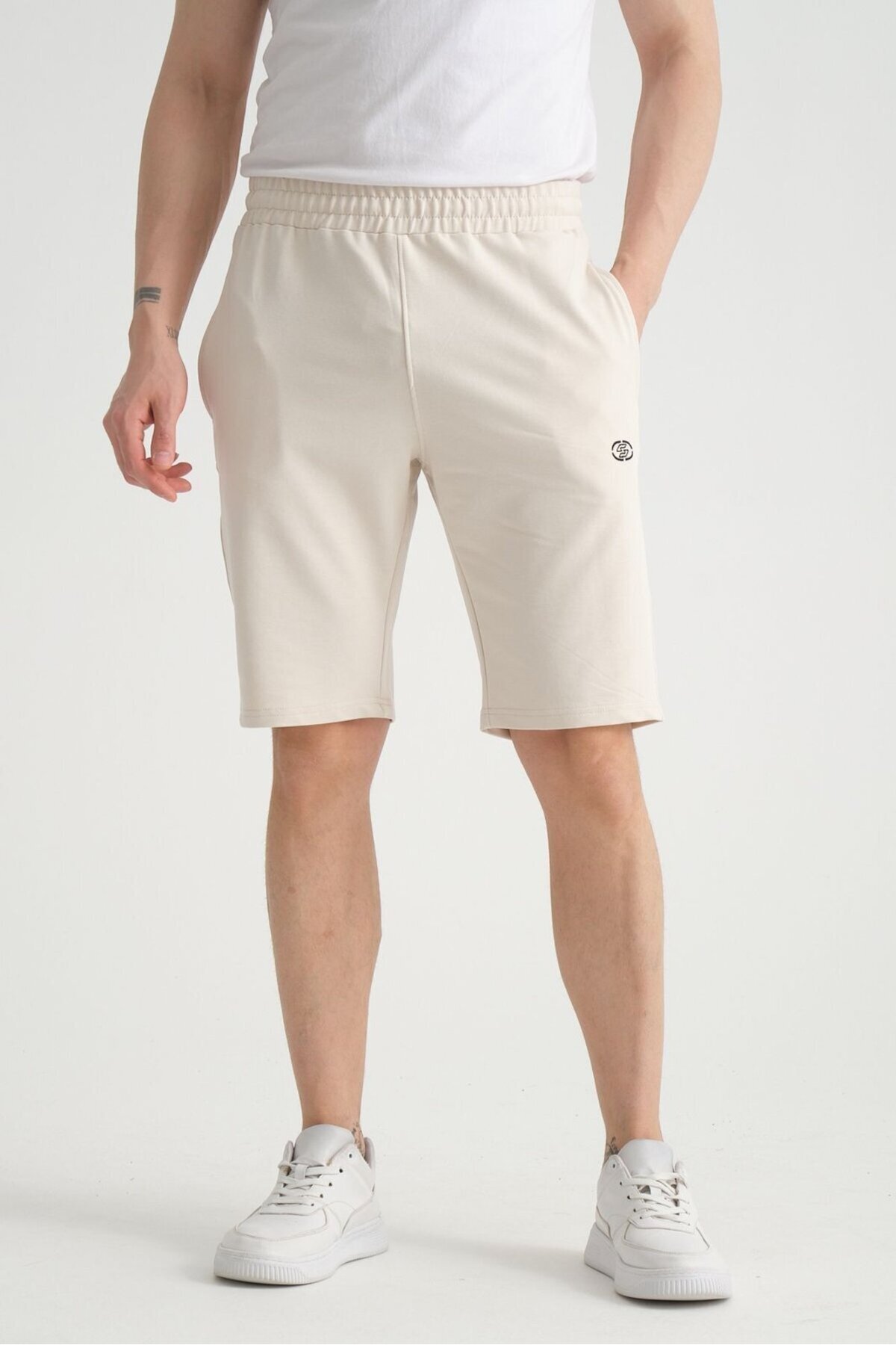 شلوارک مردانه نخی سایز معمولی با لوگوی مینیمال سنگی  شورت ورزشی Shooter Sportswear