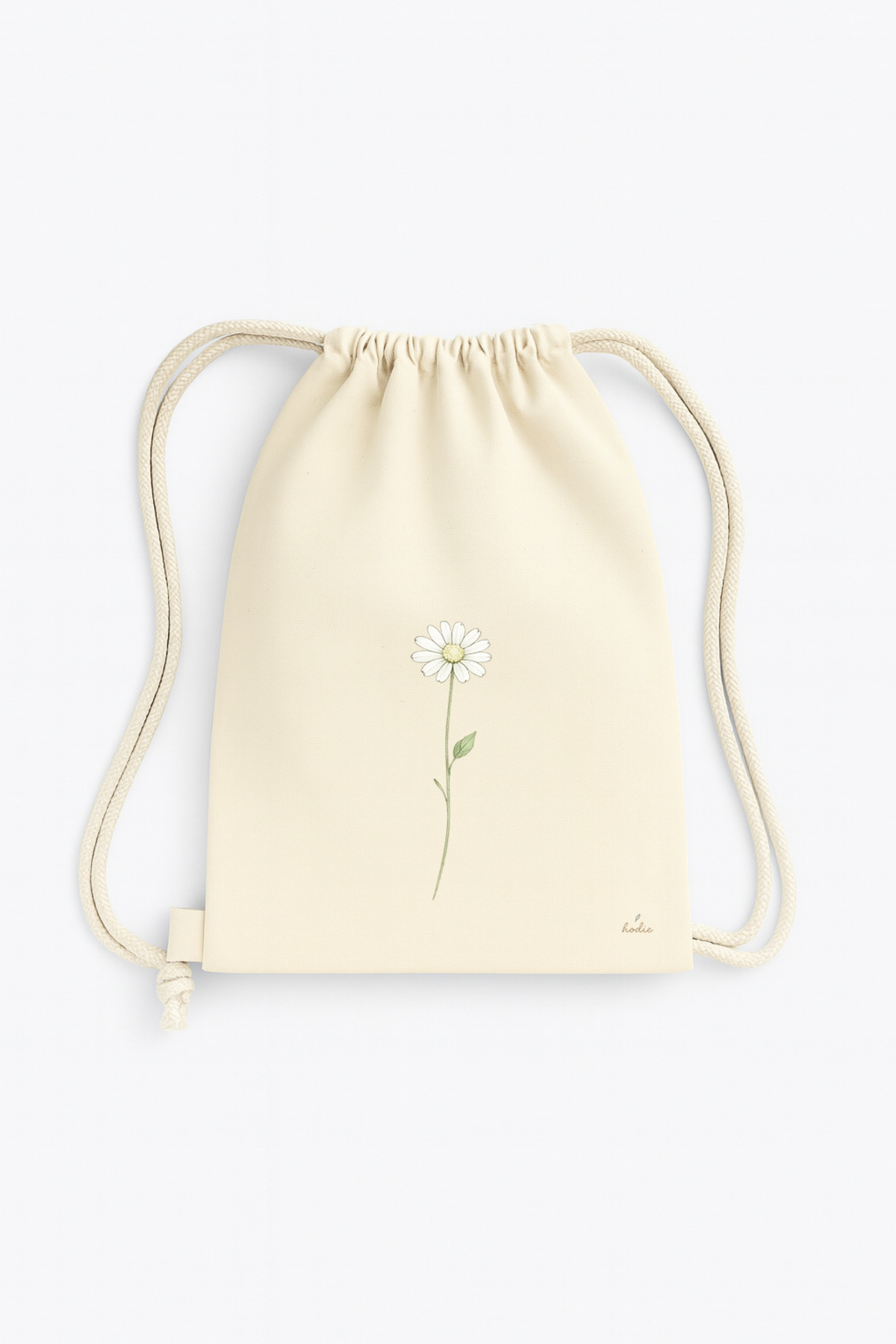 hodie collection Papatya Desenli Büzgülü Bez Sırt Çantası İnce Hafif Ham Bez Günlük Kullanım görsel 3