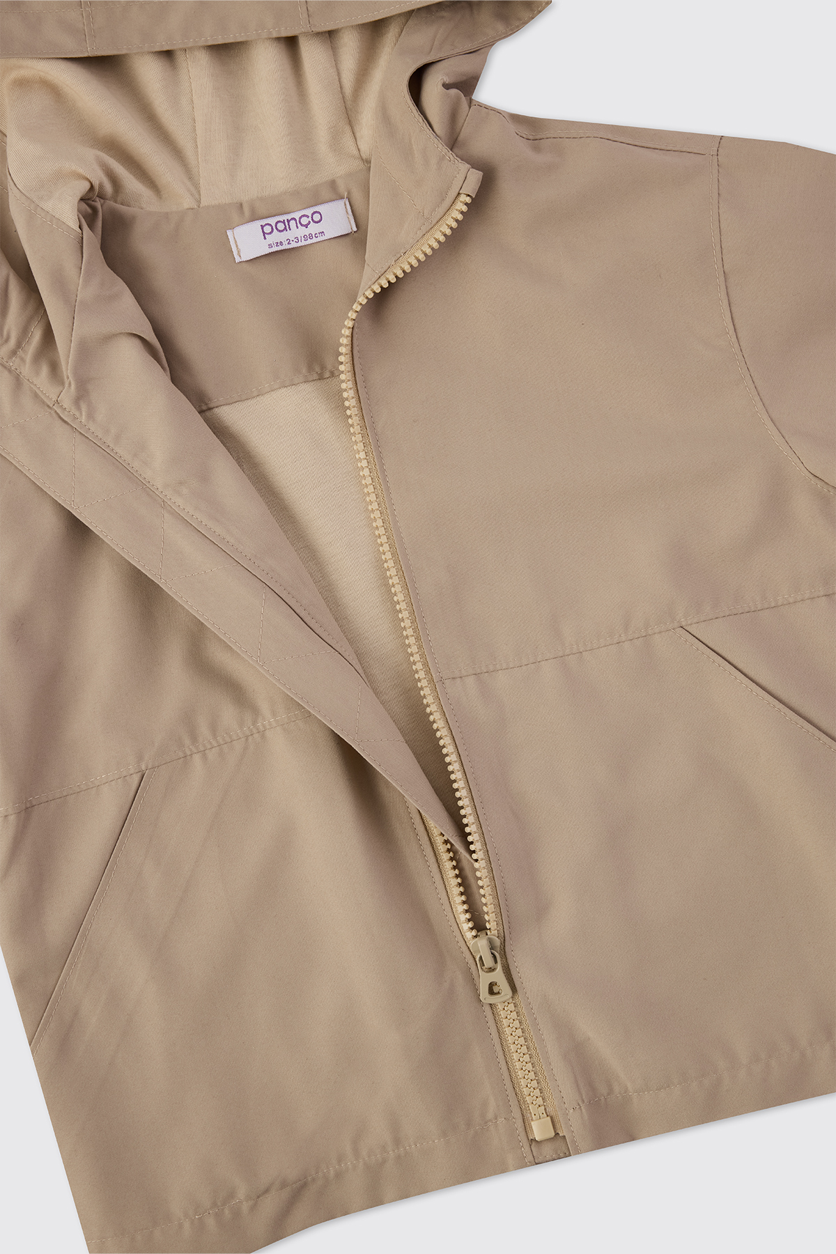 Panço Erkek Bebek Kapüşonlu Bej Yağmurluk fotoğrafı 3 (önizleme)