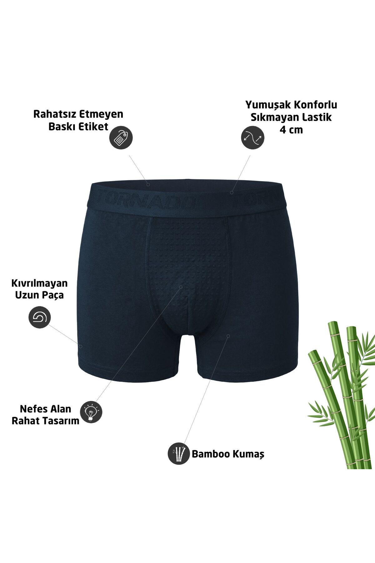 luxtornado Erkek Boxer Nefes Alan Bamboo Kumaş 6li adet görsel 4