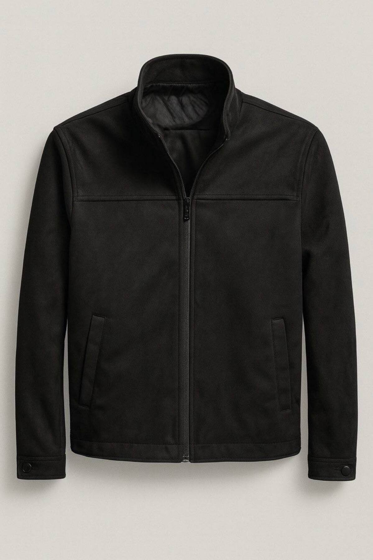 BASEL.CO  Basic Sade Şık Slim Fit Mevsimlik Süet Ceket - Görsel 5