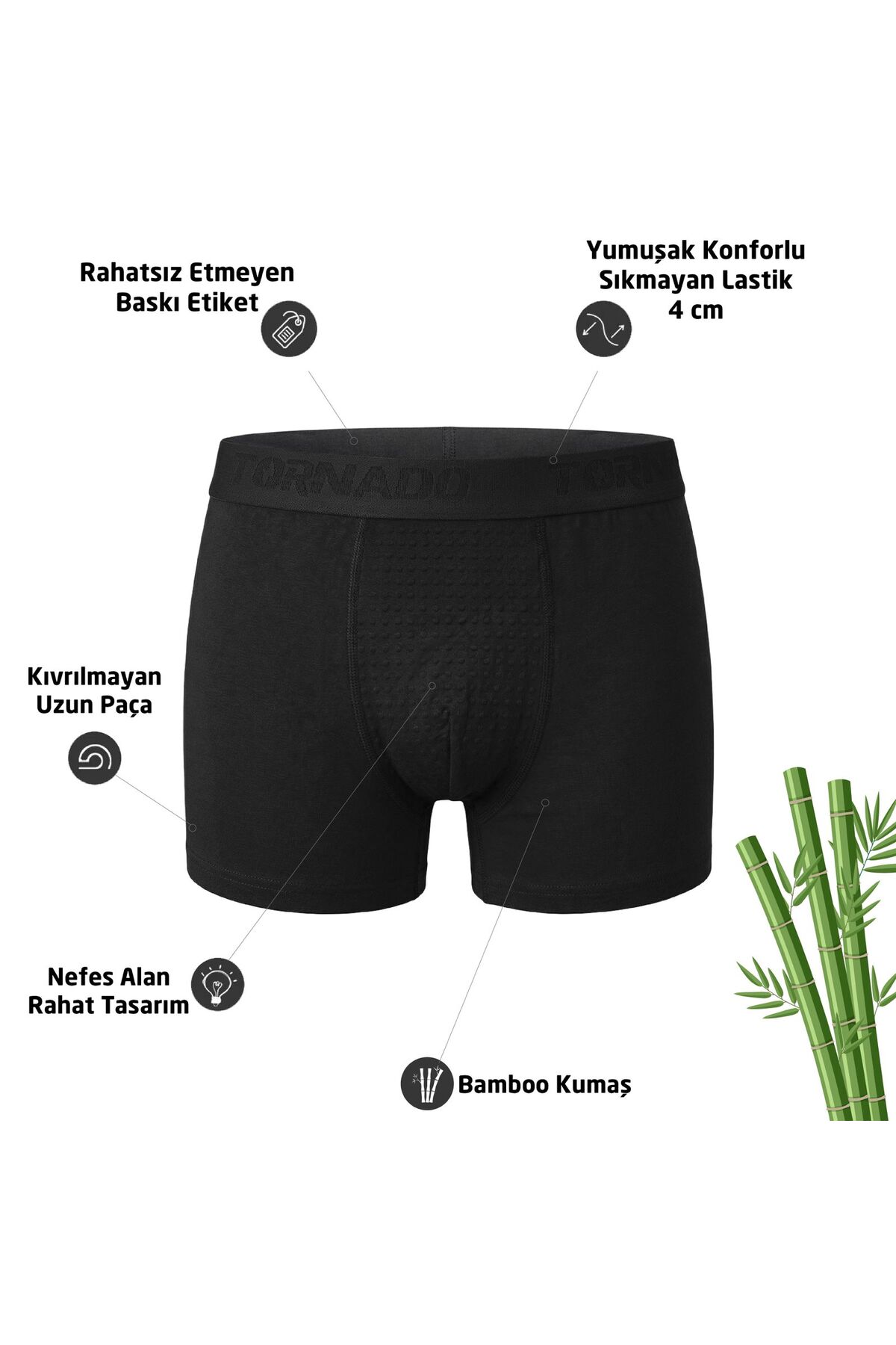 luxtornado Erkek Boxer Nefes Alan Bamboo Kumaş 6li adet görsel 2
