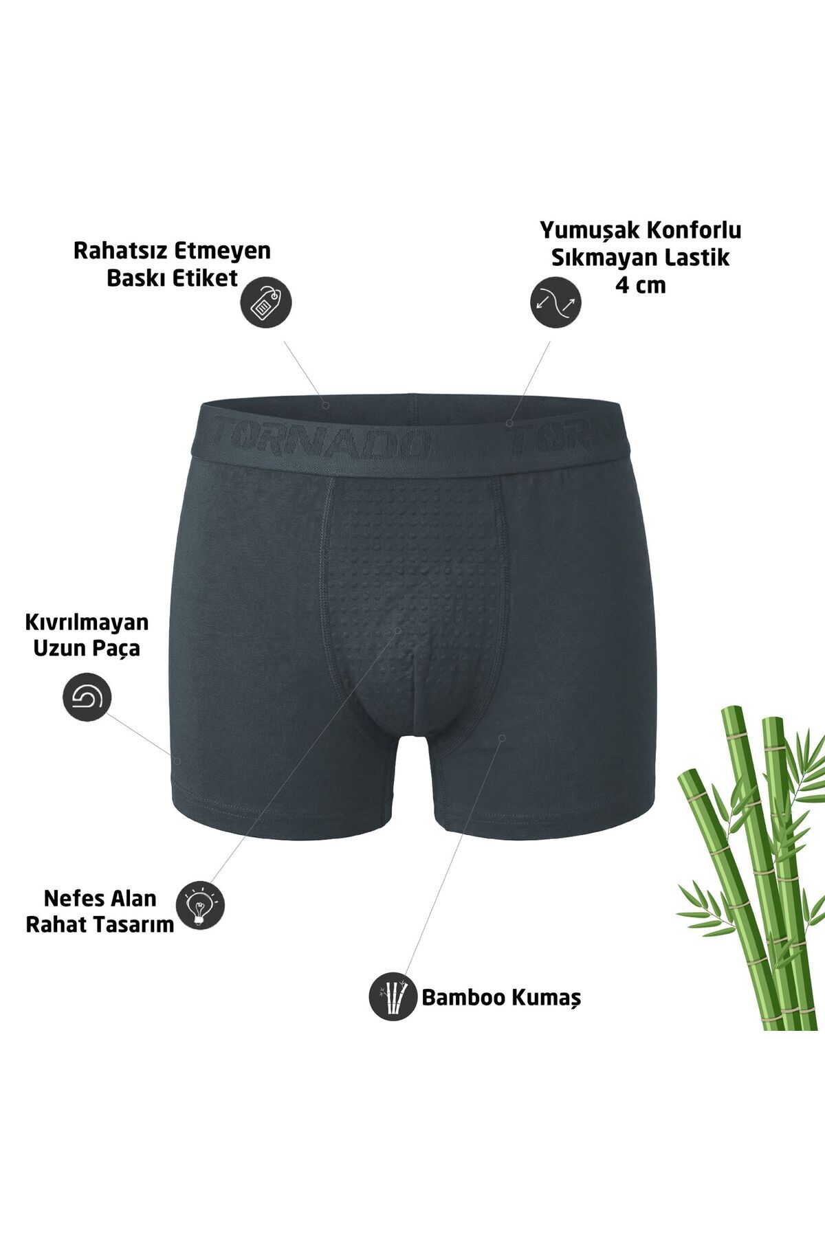 luxtornado Erkek Boxer Nefes Alan Bamboo Kumaş 6li adet görsel 3