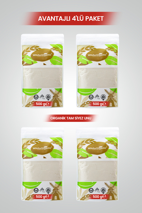 White Organic Organik Tam Siyez Unu Siyez Buğday Unu 4 Adet 500 Gr