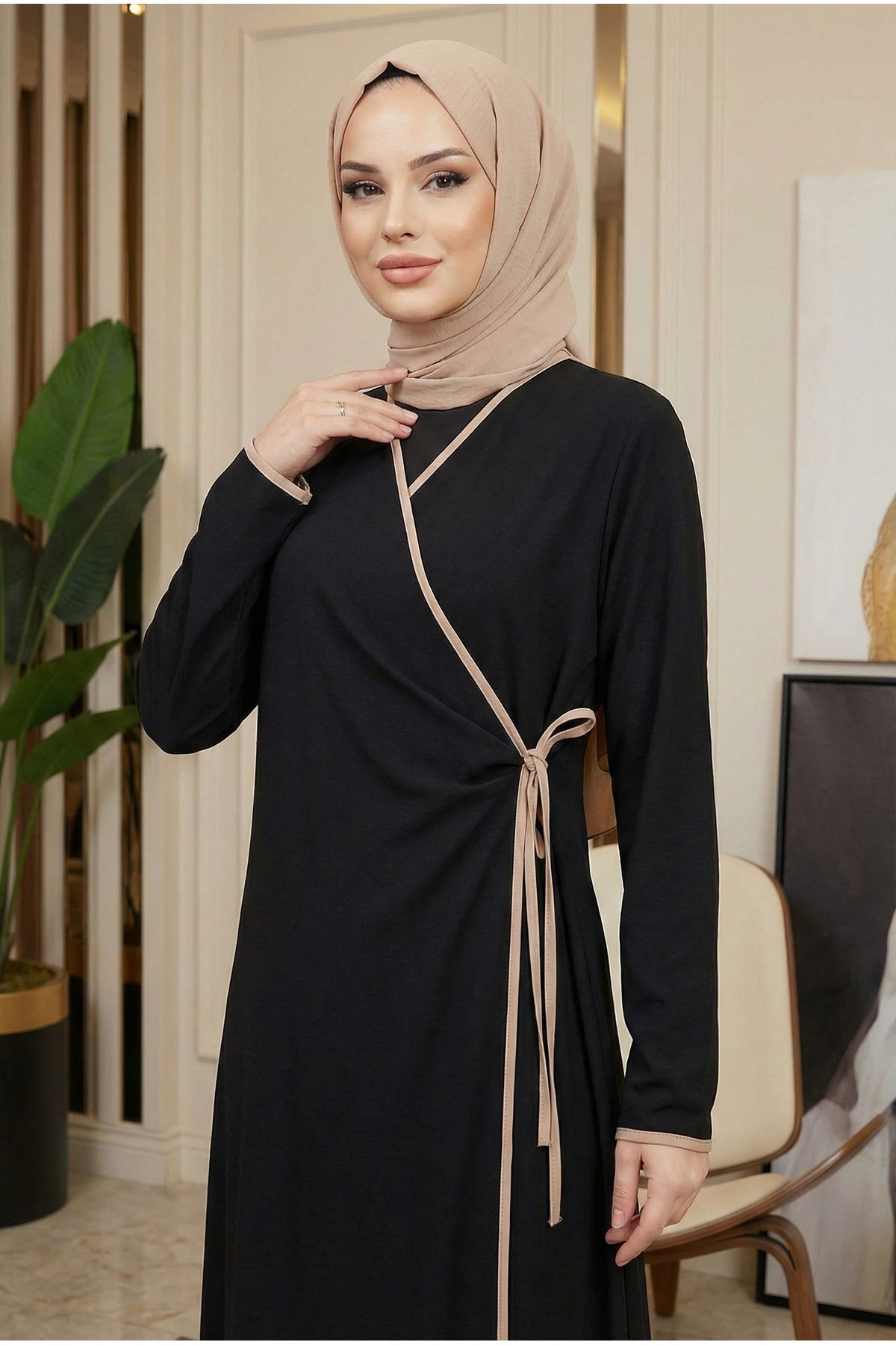 GIONA  Kadın Biyeli Siyah Namaz Elbisesi - Görsel 4