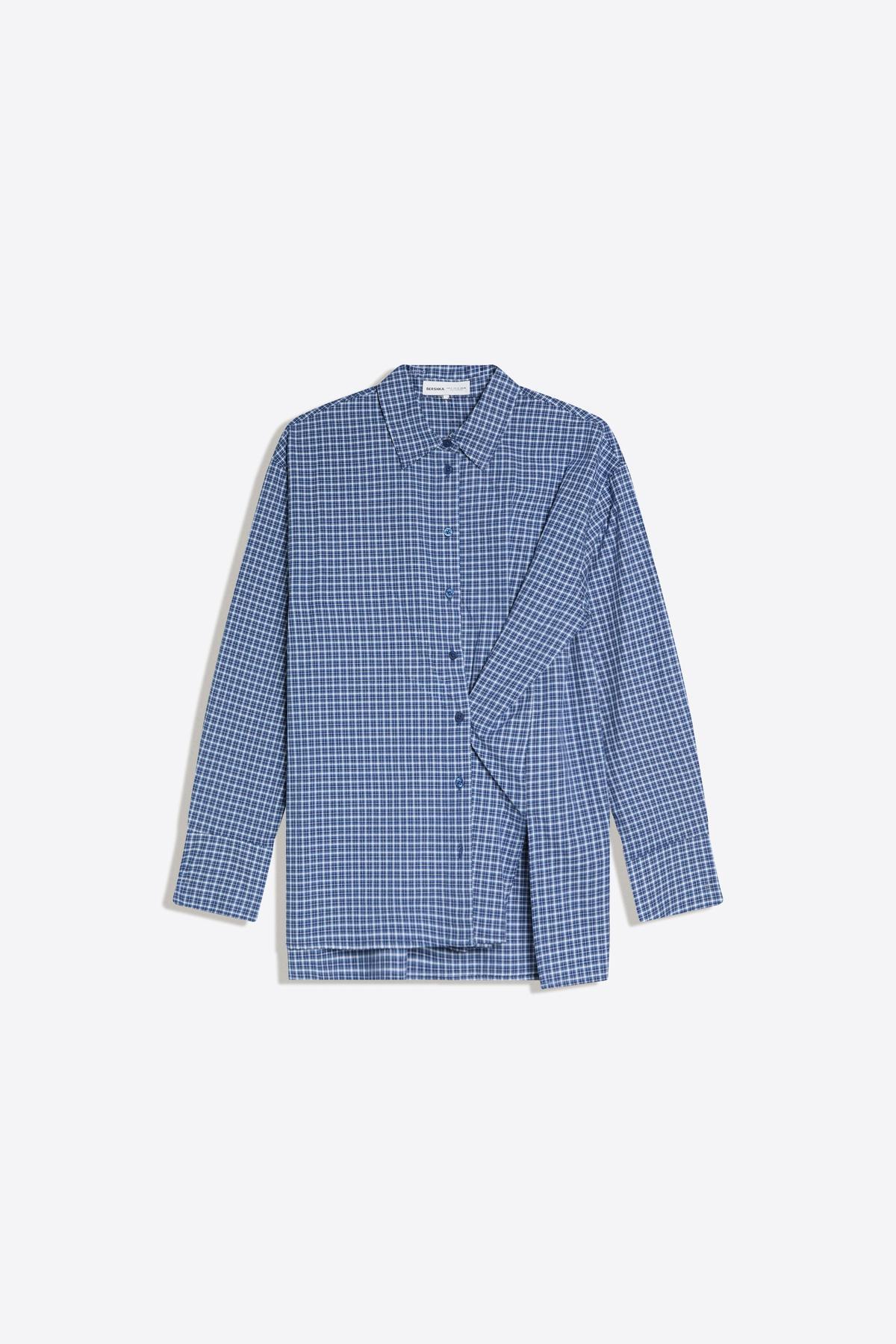 Bershka  Uzun kollu kruvaze düğmeli gömlek - Görsel 5