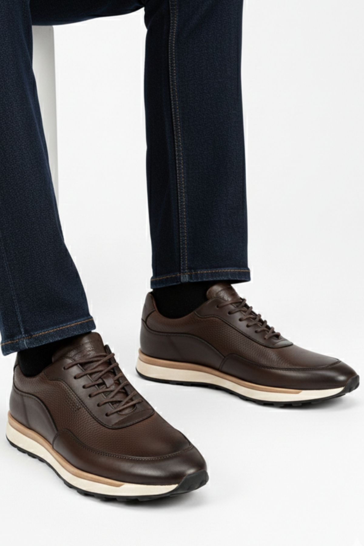 LUSIVE  %100 Hakiki Deri Kahverengi Bağcıklı Rahat Günlük Erkek Ayakkabı LUASS28AL0041 - Görsel 6