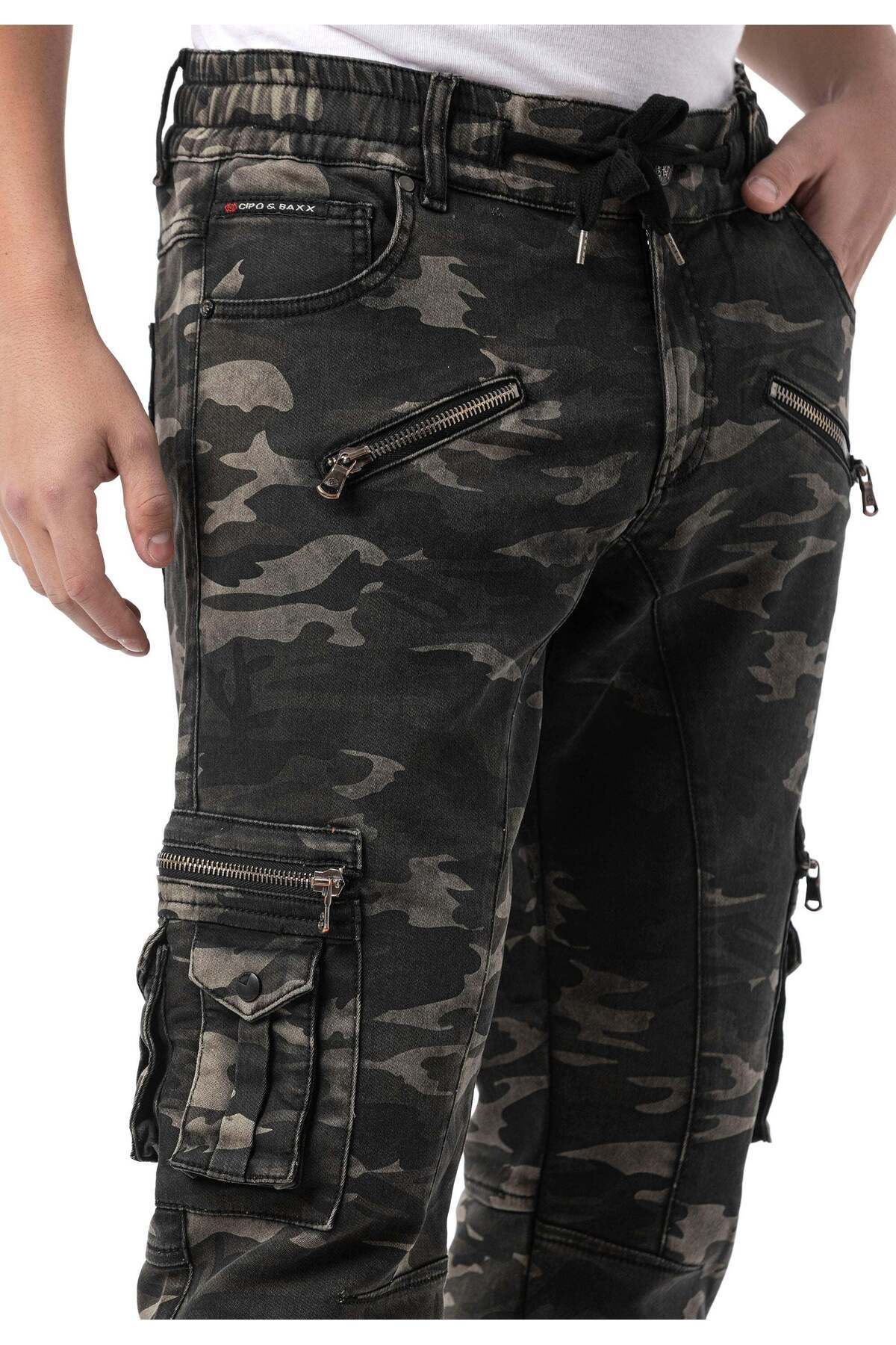 Cipo & Baxx Cd908 Men's Cargo Camouflage Patterned Zippered and