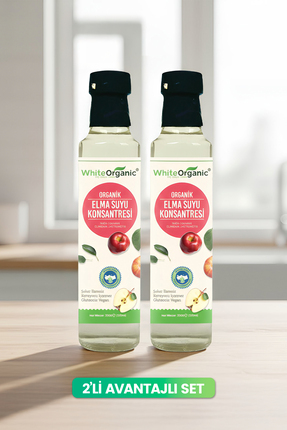 White Organic Organik Elma Suyu Konsantresi 330 Gr 2'li Set Glütensiz Vegan Ş...