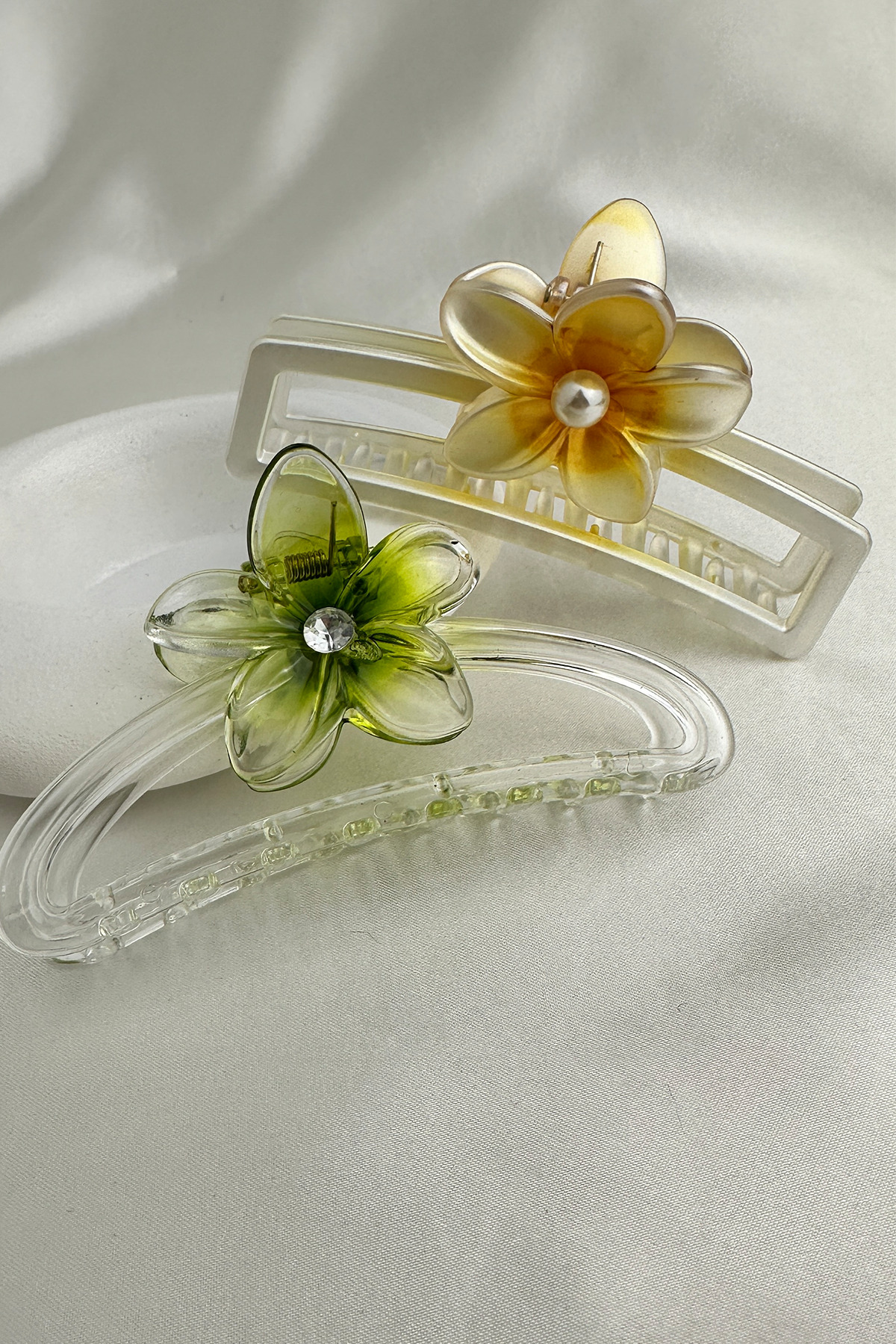 Modex Sarı Yeşil Yonca Detay İkili Kıskaç Toka (11cm) görsel 4