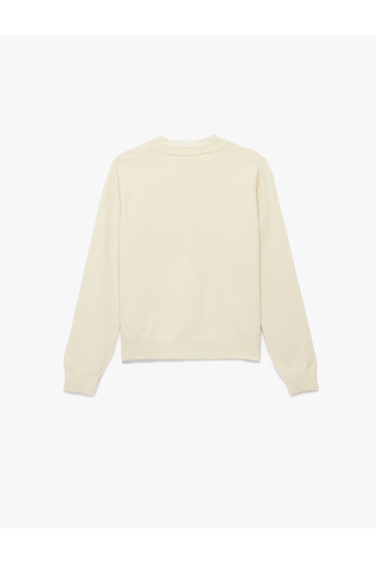 Koton  Uzun Kollu Dantel Detaylı Bisiklet Yaka Düğmeli Triko Hırka - Görsel 2