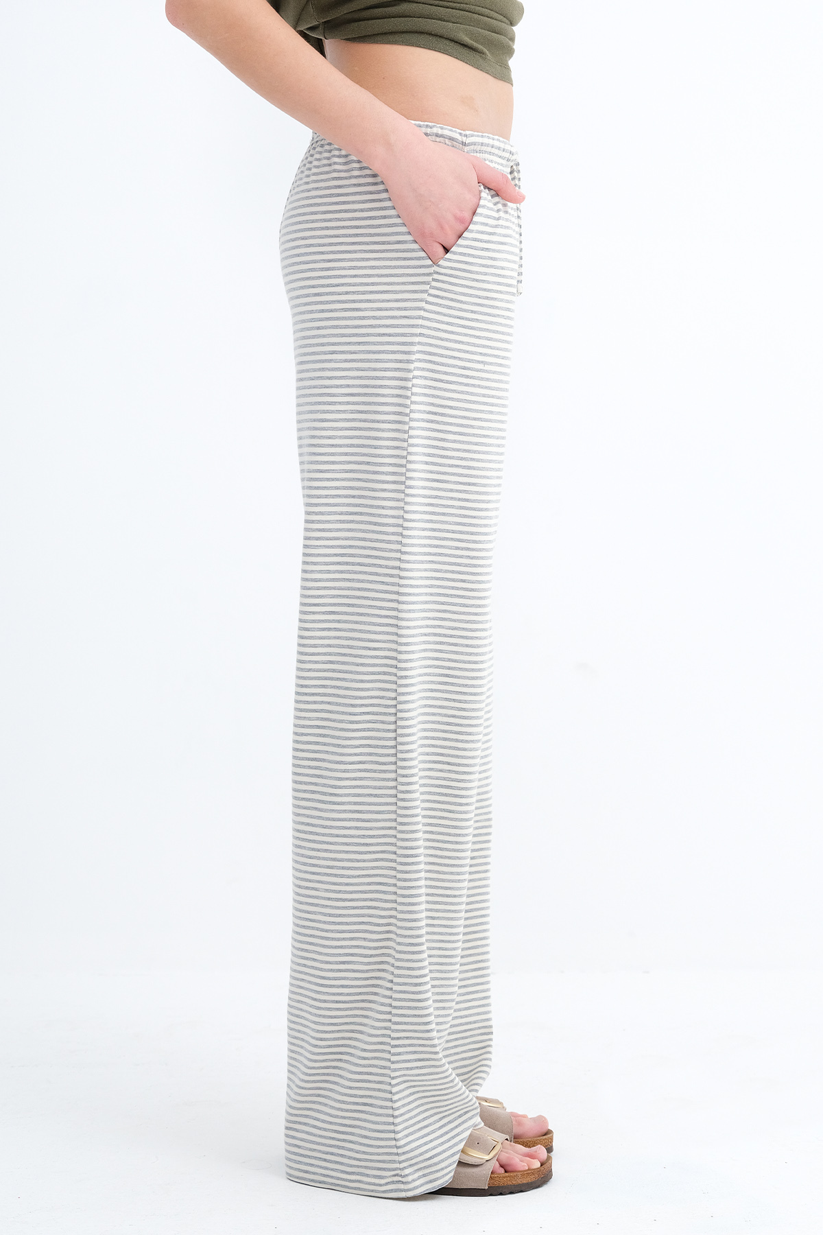 Addax Çizgili Wide Leg Eşofman EŞF10558 görsel 5