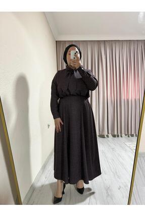 QSS Ekose Desenli Fular Yaka Tesettür Takım