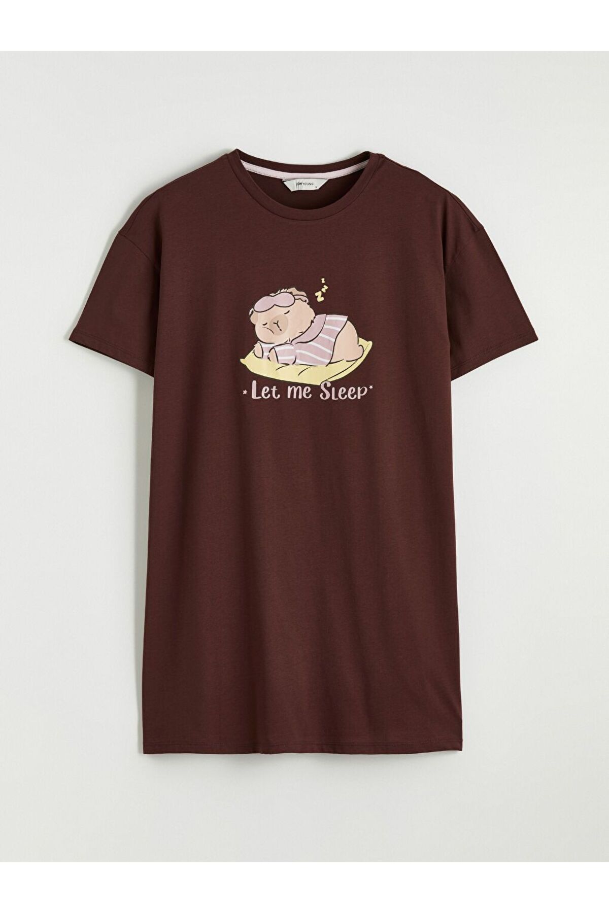 LC Waikiki Bisiklet Yaka Baskılı Kadın Gecelik